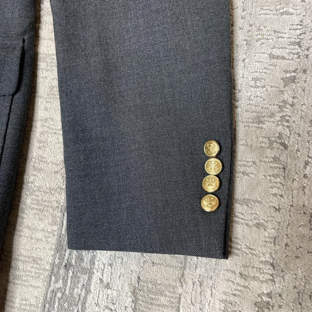 John Weitz Palm Beach Mens Big‎ Tall 44L Gray Blazer Gold Crest Buttons USA Made